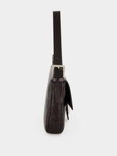Fendi Black Baguette Crackled Leather Shoulder Bag