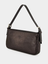 Fendi Black Baguette Crackled Leather Shoulder Bag