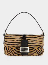 Fendi Tiger-Print Pony Hair Baguette Bag