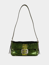 Fendi Khaki Green Sequin Baguette Shoulder Bag