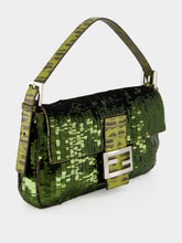 Fendi Khaki Green Sequin Baguette Shoulder Bag