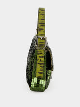 Fendi Khaki Green Sequin Baguette Shoulder Bag