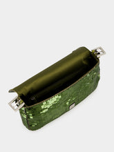 Fendi Khaki Green Sequin Baguette Shoulder Bag