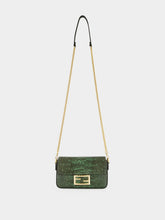 Fendi Green Lizard Leather Mini Baguette Bag