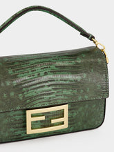 Fendi Green Lizard Leather Mini Baguette Bag