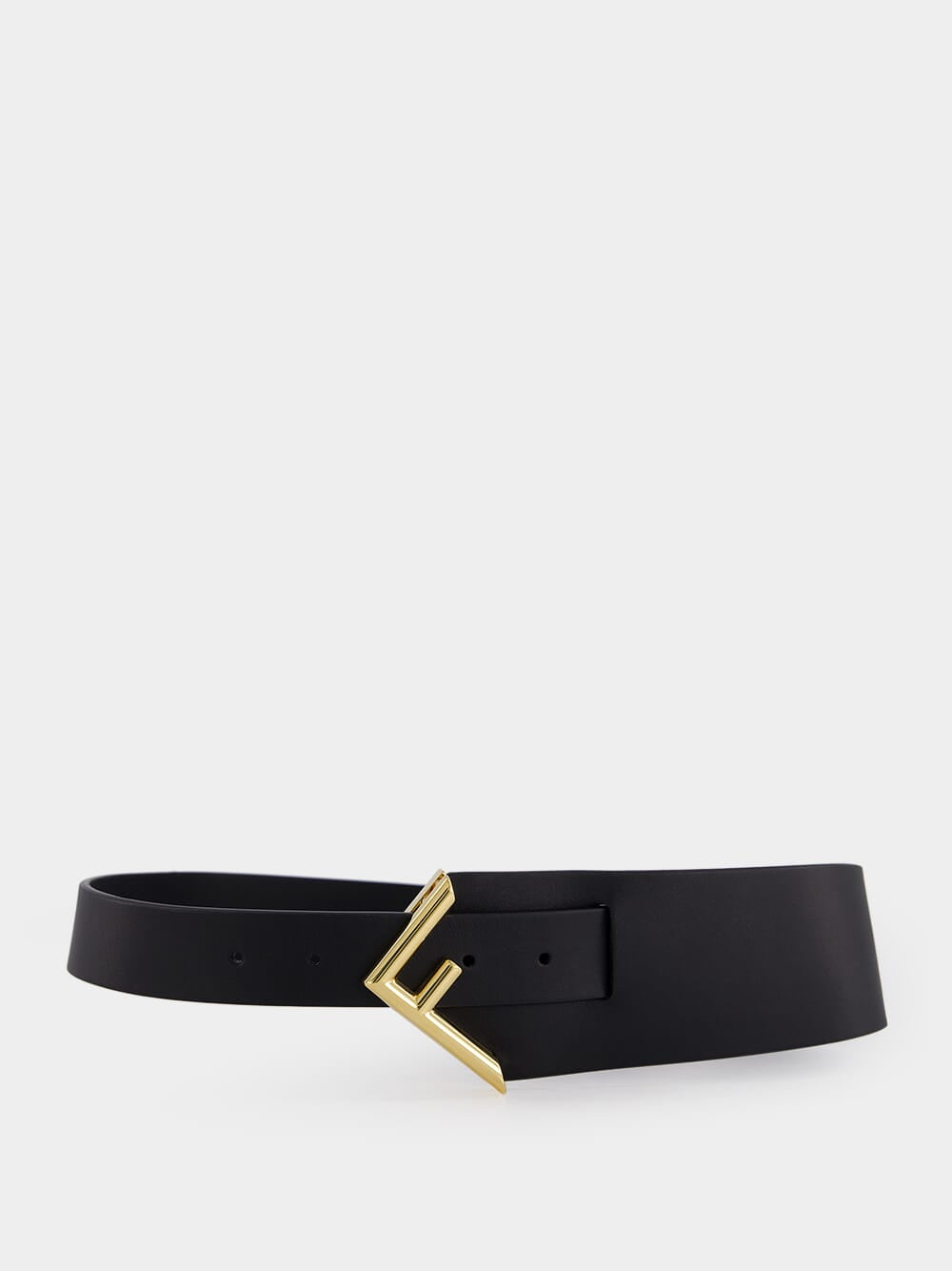 Black Logo-Plaque Leather Belt