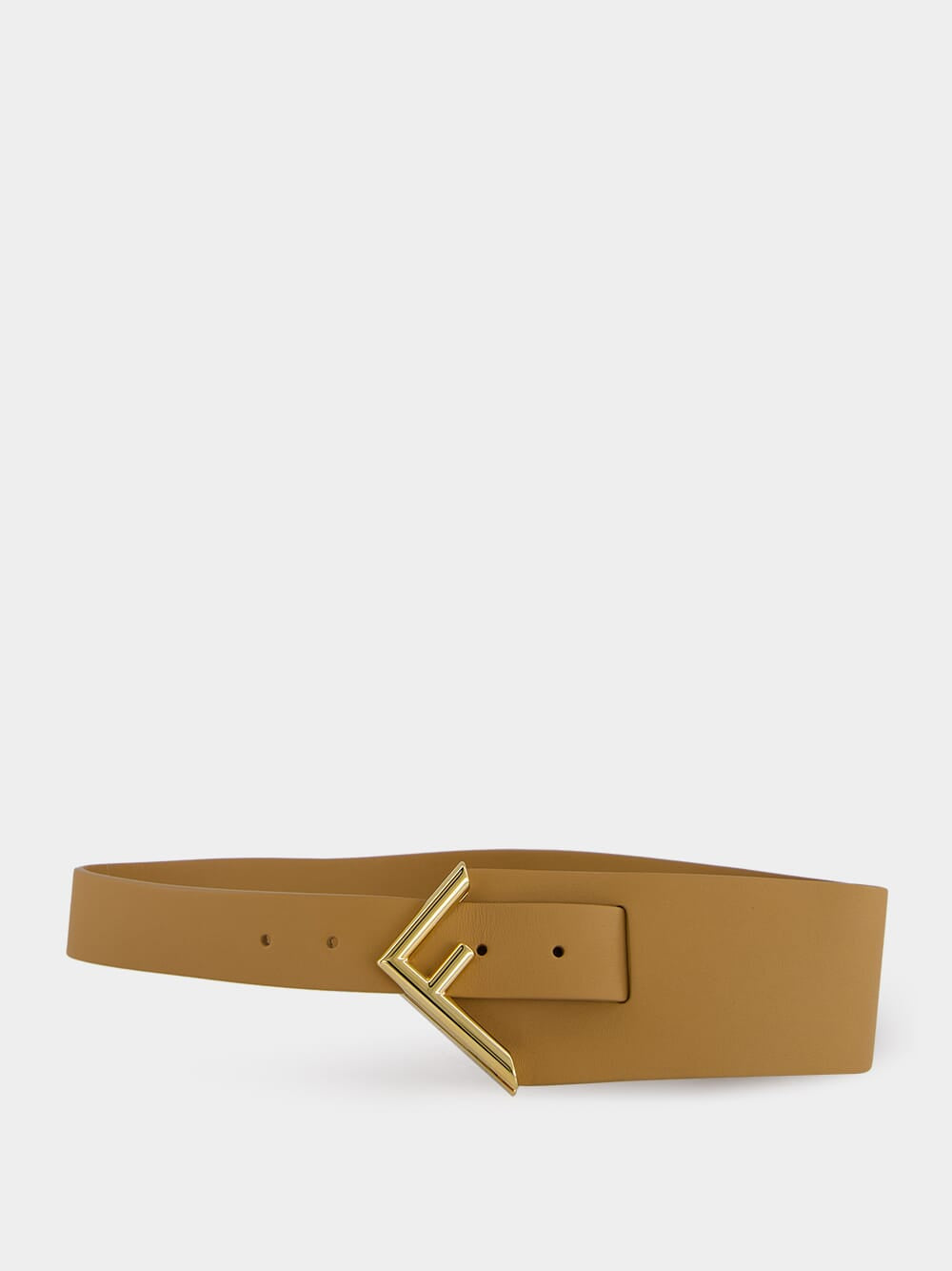 Beige Logo-Plaque Leather Belt