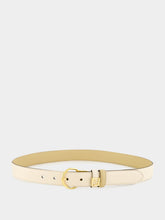 White and Cappuccino Reversible FF Leather Belt