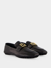 Fendi Black Baguette Leather Loafers