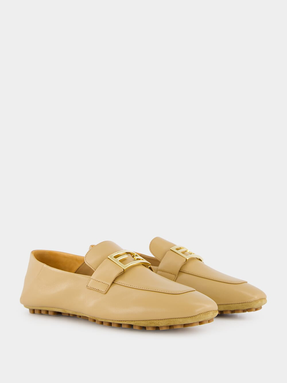 Beige Nappa-Leather Loafers