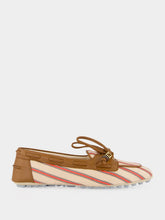 Fendi Red and Beige Striped FF Canvas Driving Loafers