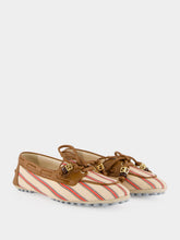 Fendi Red and Beige Striped FF Canvas Driving Loafers