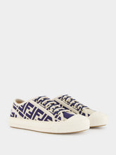 Fendi Blue FF Canvas Low Top Sneakers