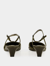 Fendi Olive Green FFold Leather Slingbacks
