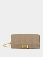 Fendi Dove Grey Nappa Leather Baguette Wallet with Chain