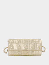 Fendi Metallic Gold Baguette Continental Clutch with Chain