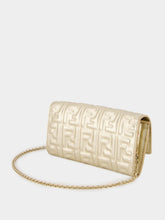 Fendi Metallic Gold Baguette Continental Clutch with Chain