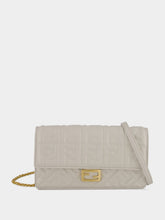 Fendi White Nappa Leather Wallet on Chain Baguette