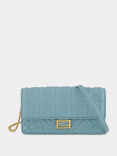 Fendi Light Blue Nappa Leather Wallet on Chain Baguette