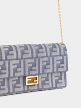 Fendi Blue FF Jacquard Wallet on Chain