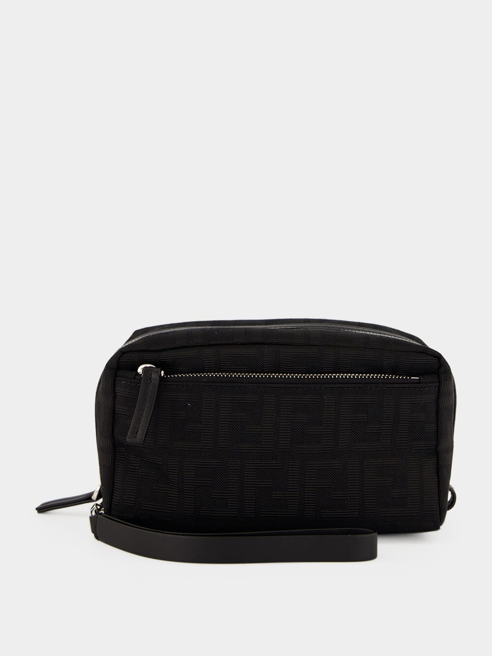 Fendi Black FF Zucca Double Zip Small Toiletry Case | Fashion Clinic