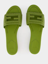 Fendi Green Baguette Leather Slides