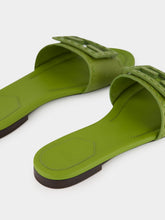 Fendi Green Baguette Leather Slides