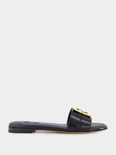 Fendi Black Leather FFold Sandals