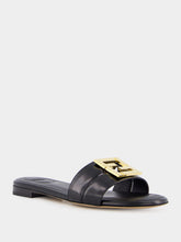 Fendi Black Leather FFold Sandals