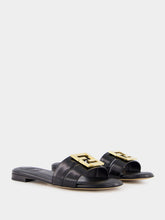 Fendi Black Leather FFold Sandals