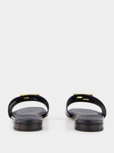 Fendi Black Leather FFold Sandals