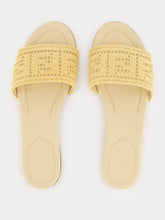 Fendi Beige Raffia FF Mesh Slides