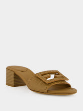 Fendi Light Brown Baguette Leather Heeled Slides