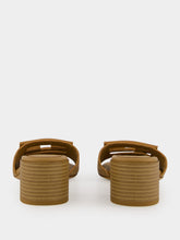 Fendi Light Brown Baguette Leather Heeled Slides