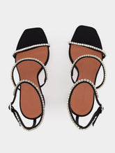 Amina Muaddi Gilda 95 Crystal Black Satin Sandals