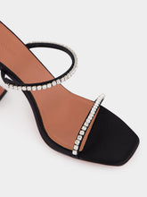 Amina Muaddi Gilda 95 Crystal Black Satin Sandals