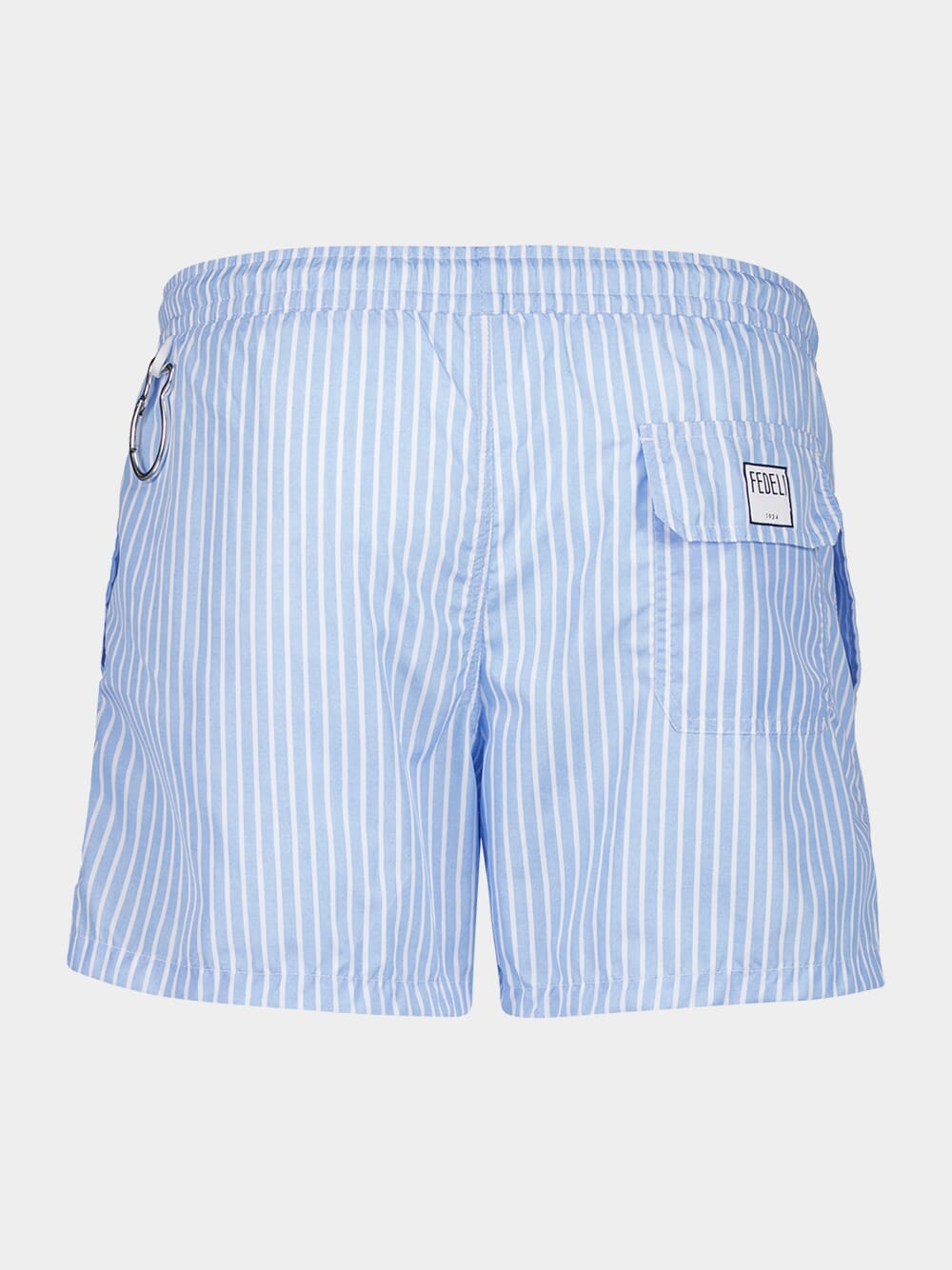 Steel Blue Striped Swim Trunks