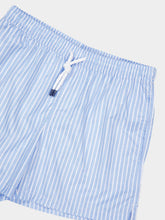 Fedeli Steel Blue Striped Swim Trunks