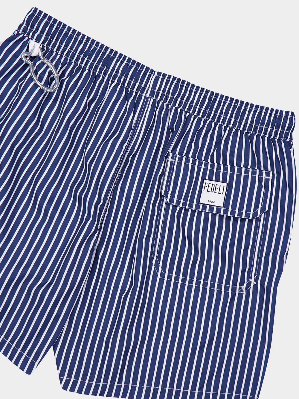 Dark Blue Striped Swim Trunks