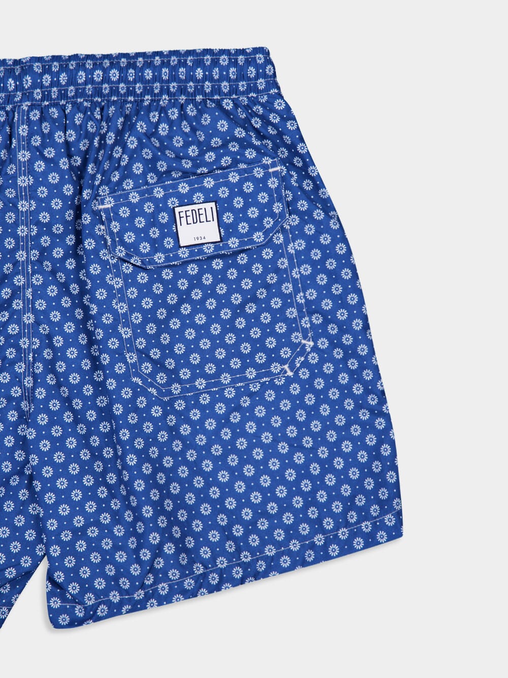 Blue Madeira Flower Pattern Sustainable Swim Trunk