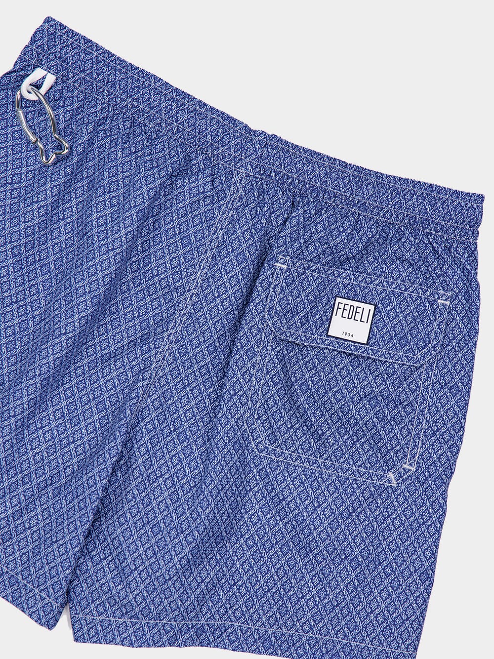 Dark Blue Diamond Weave Swim Shorts