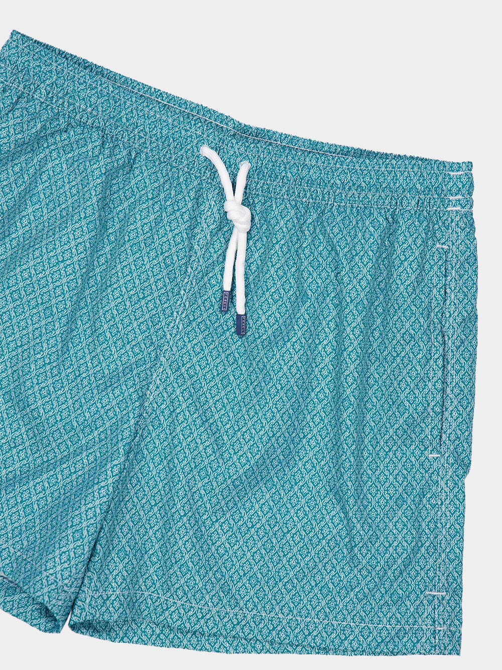 Green Diamond Weave Swim Shorts