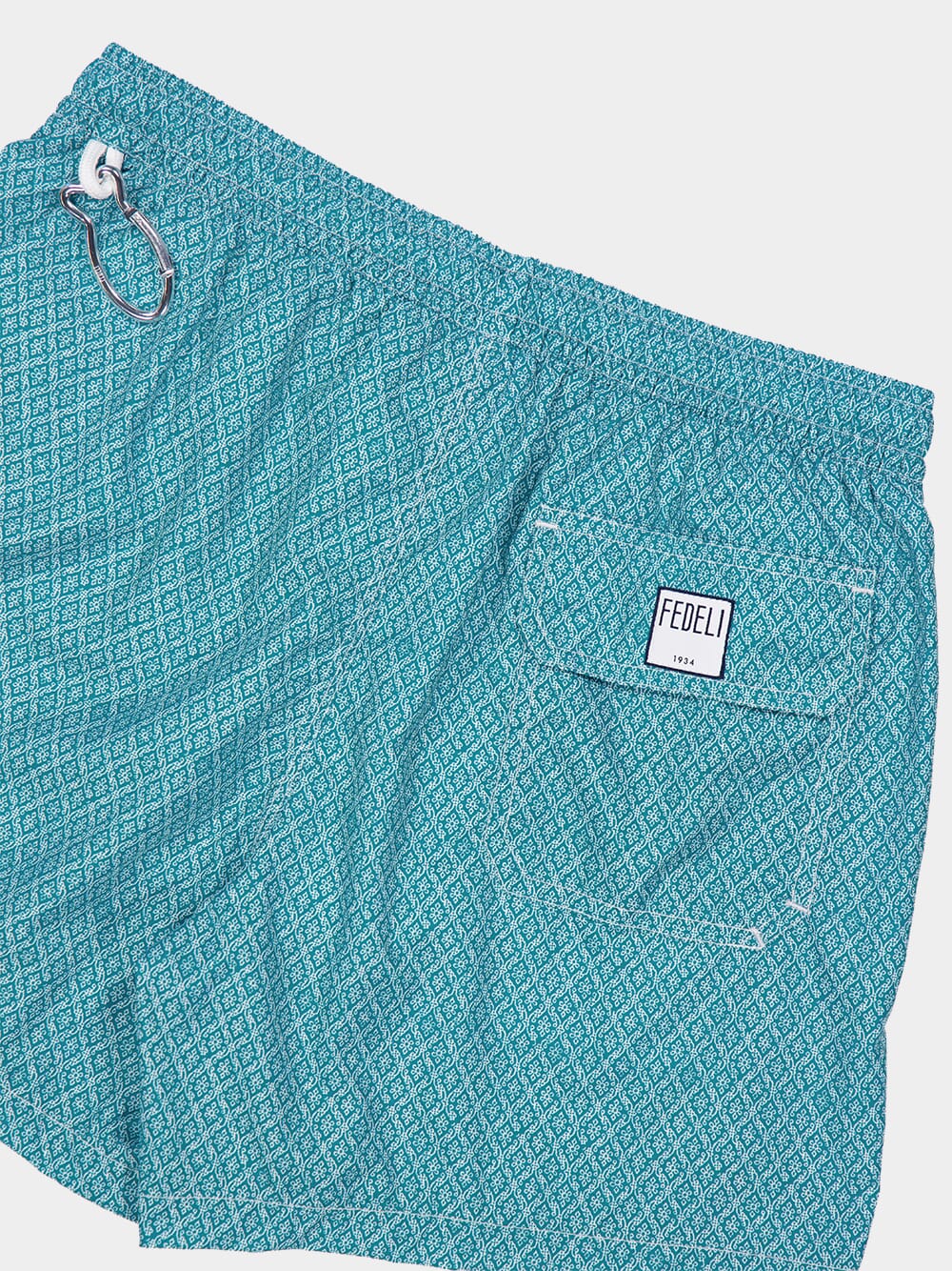 Green Diamond Weave Swim Shorts