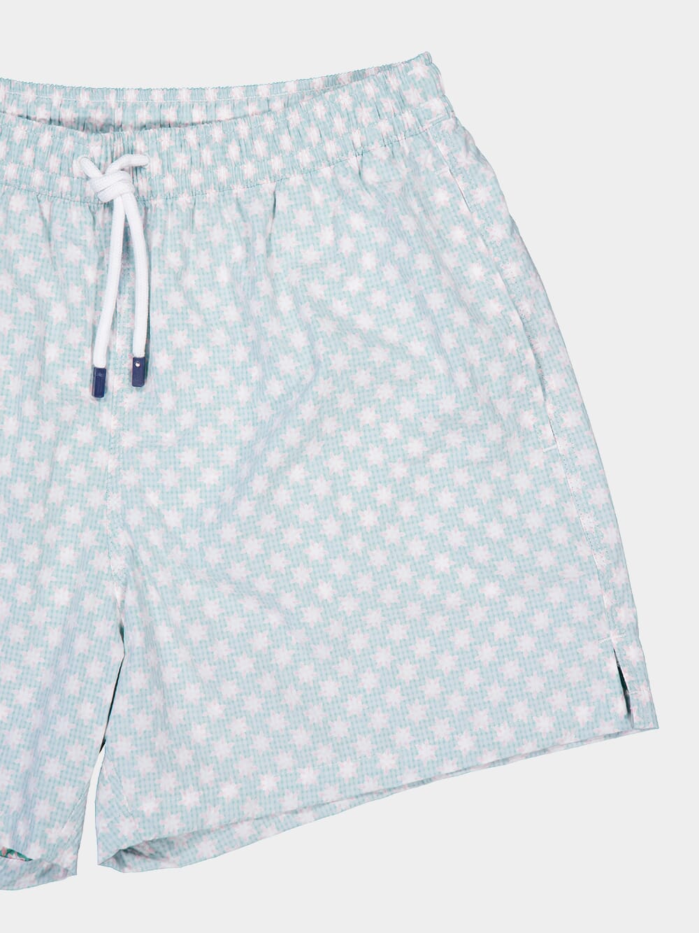 Light Green Patterned Swim Shorts