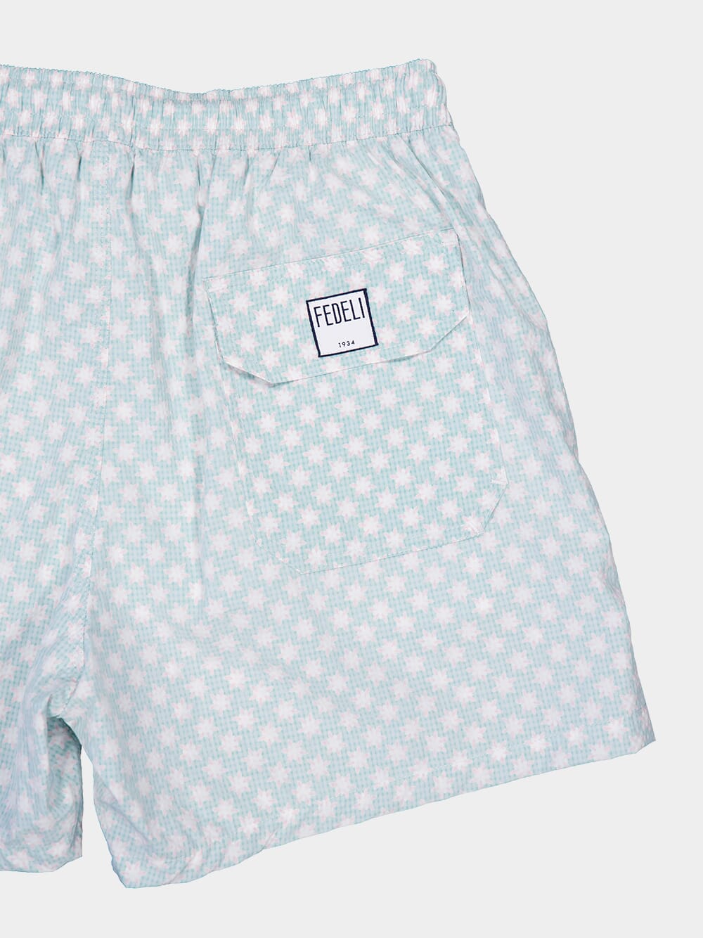 Light Green Patterned Swim Shorts