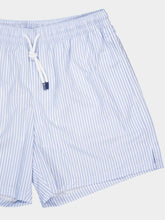 Fedeli Light Blue Striped Swim Shorts