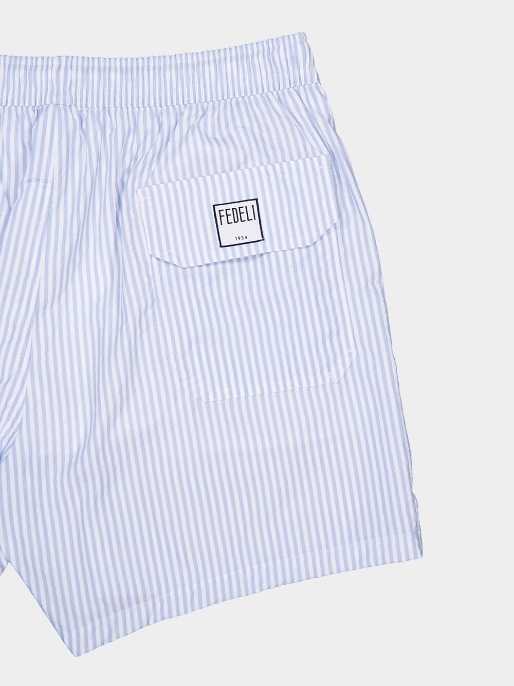 Light Blue Striped Swim Shorts