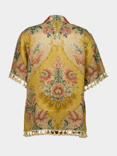 Valentino Garavani Yellow Linen Bowling Shirt with Après L’Hiver Print