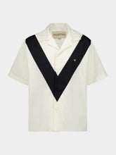 Valentino Garavani Ivory and Black Cotton Poplin Bowling Shirt