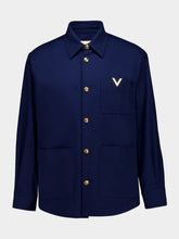 Valentino Garavani Cobalt Blue Shirt Jacket with Vgold